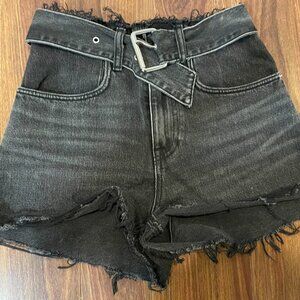 Alexander Wang Washed Denim Short with Belt